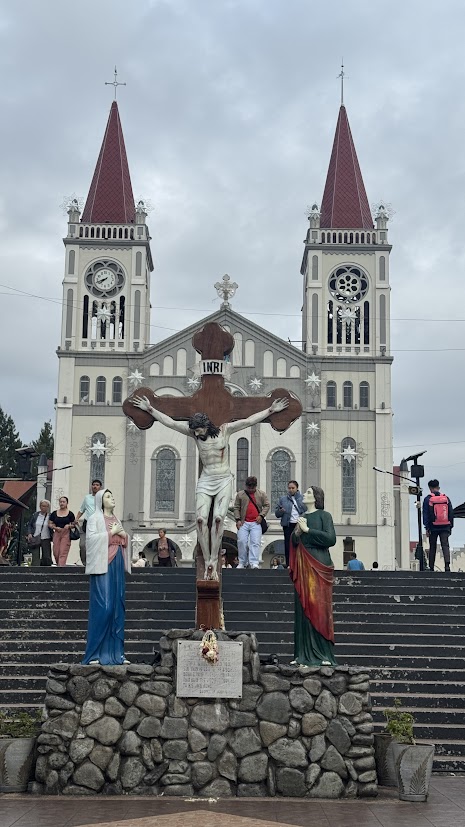 Baguio Cathedral rising above the city in the Philippines