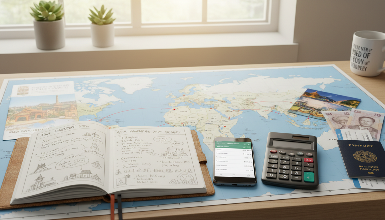 Workspace for planning an Asia trip budget