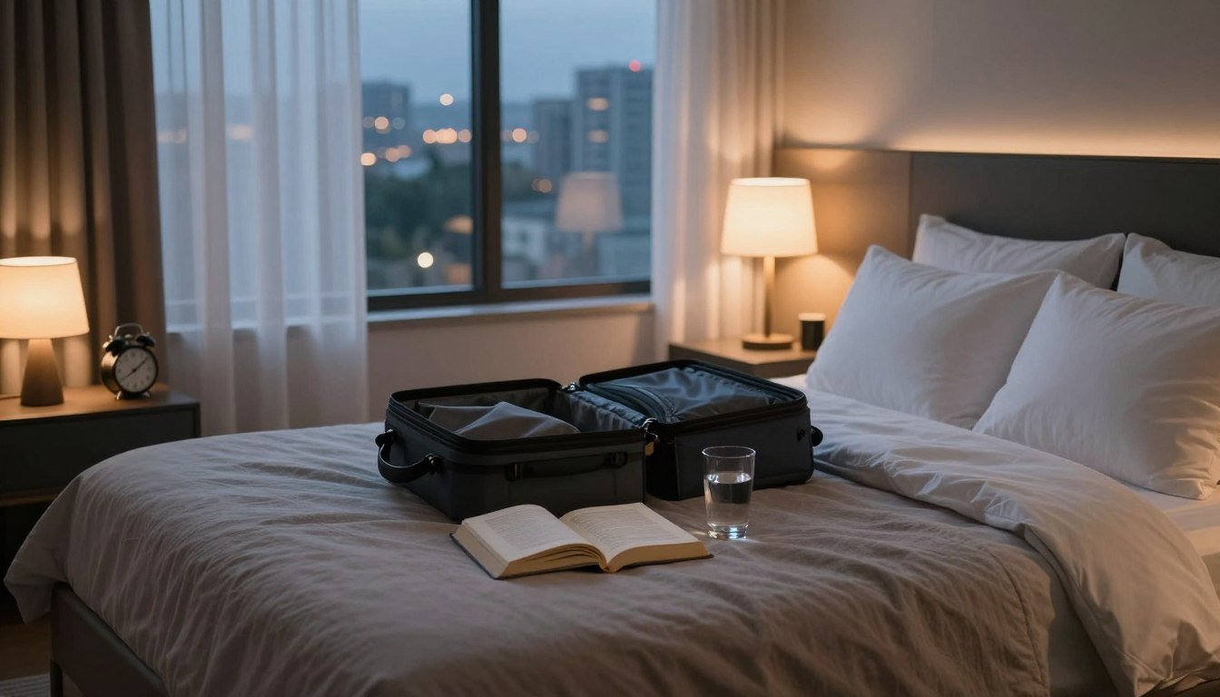 Quiet hotel room for travel rest