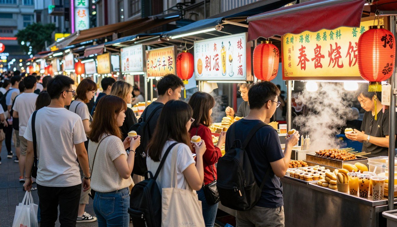 Raohe Night Market food scene in Taipei