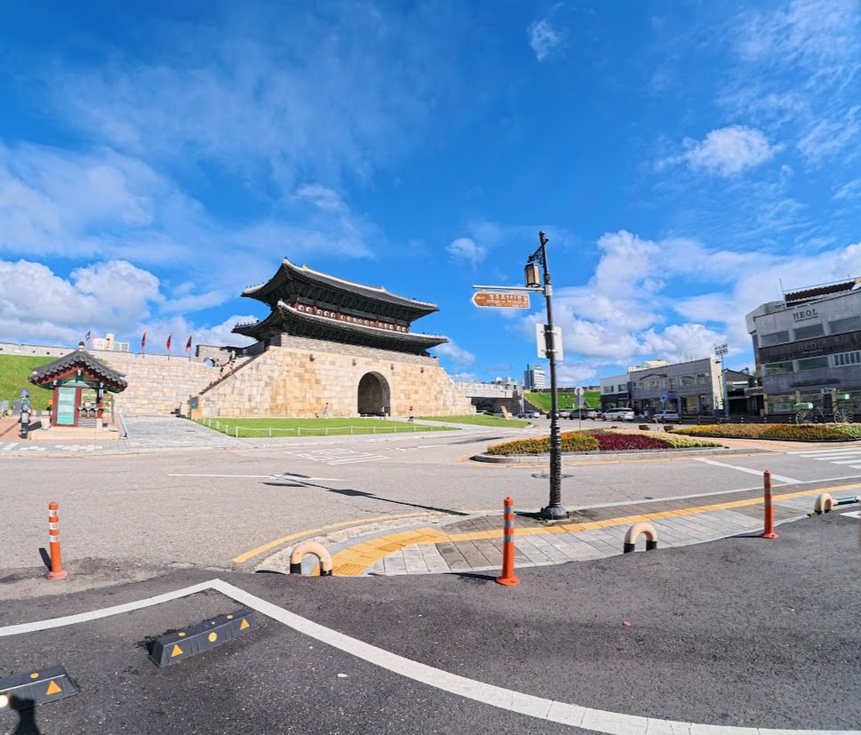 Hwaseong Fortress wall view in Suwon South Korea