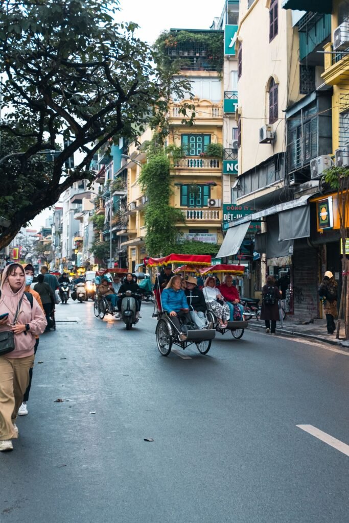Hanoi street scene for a September Vietnam itinerary